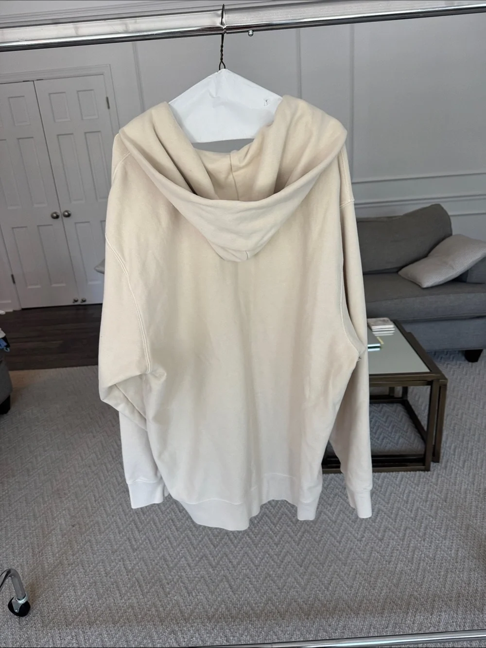 Men’s American Eagle Outfitters Cream Hooded Button-Up Jacket-XLT